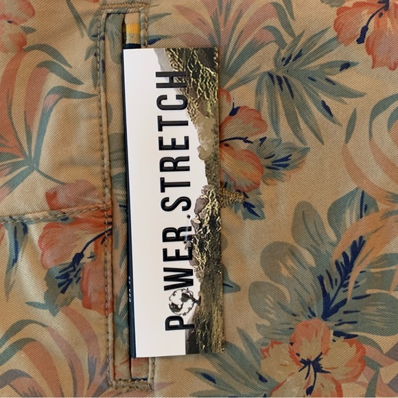 Denim & Flower Men's Floral Chino Shorts - Tan with Green & Orange Accents - Picture 7 of 12